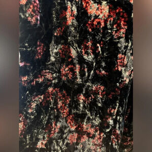 ZARA The Charlotte Black Pink PRISTINE Floral Velvet Wide Leg Flare Zipper SM